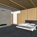 Traditional Architecture With Two Story Wooden Structure Glass Doors And Stone Walls