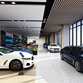 Modern Car Dealership Showroom With Luxury Cars And Interior Displays