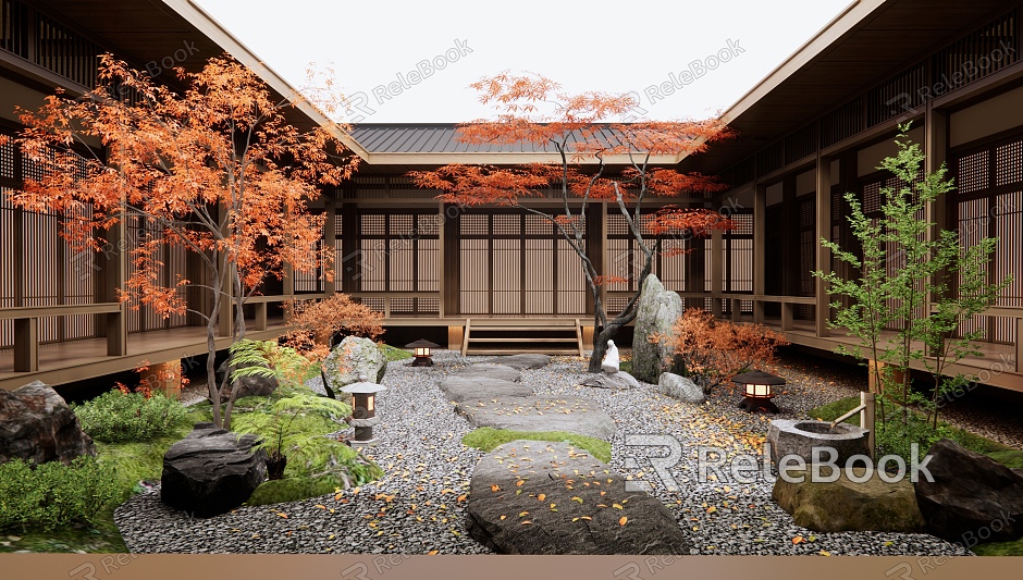 Japanese Courtyard Atrium Courtyard View model