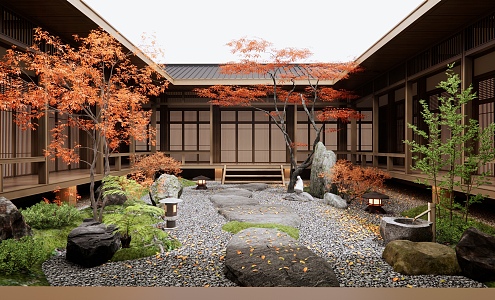 Japanese Courtyard Atrium Courtyard View 3d model