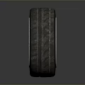 Car Tire With Alloy Wheel Rim And Red Center Cap On Gray Background