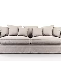 Modern Light Gray Fabric Double Sofa With Multiple Comfortable Cushions 3d model