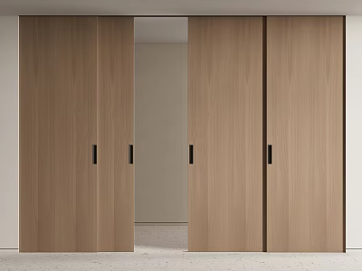 Modern Wooden Sliding Doors Interior Open Design For Room Partition And Space 3d model