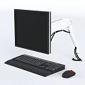Ergonomic Computer Monitor Arm Setup With Adjustable Display Keyboard And Mouse 3d model