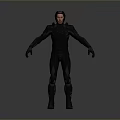 Sci Fi Character In Black And Red Armor Full Body Standing Pose
