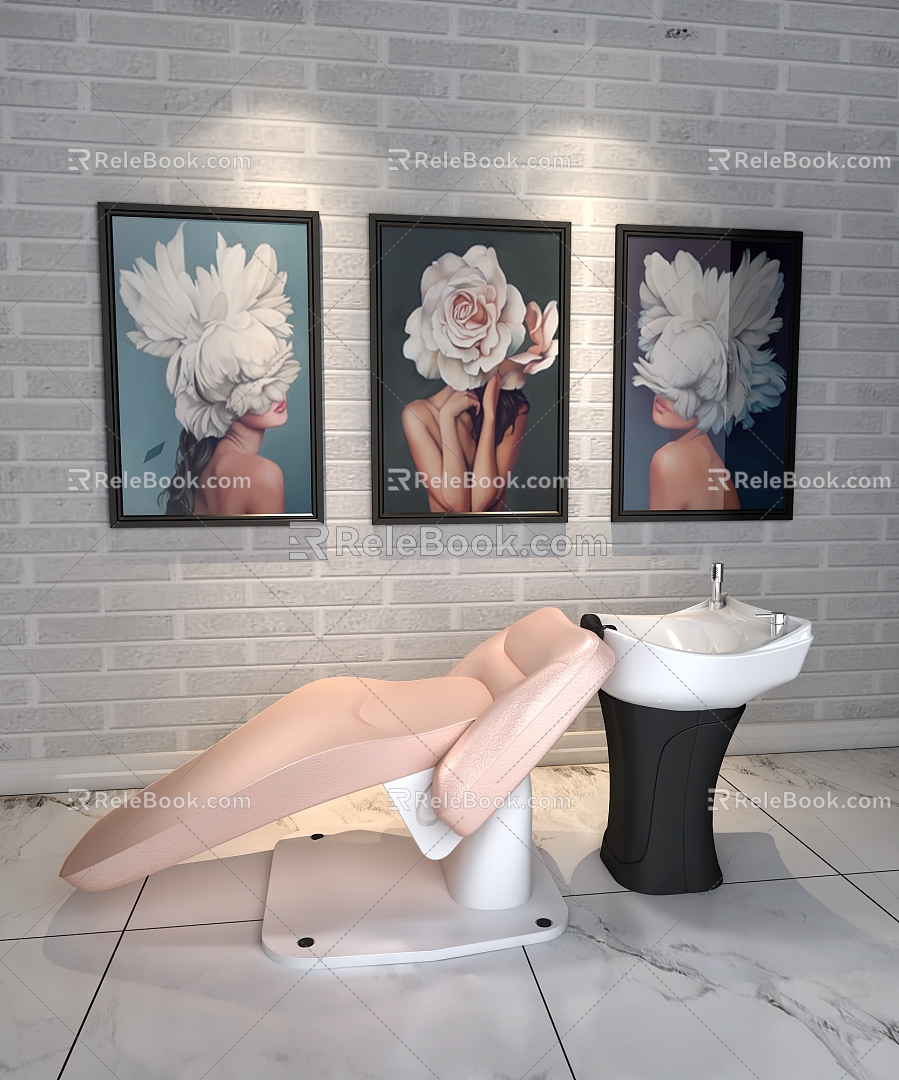 Barber Shampoo Shampoo Shampoo Chair Shampoo Bed Hanging Picture 3d model