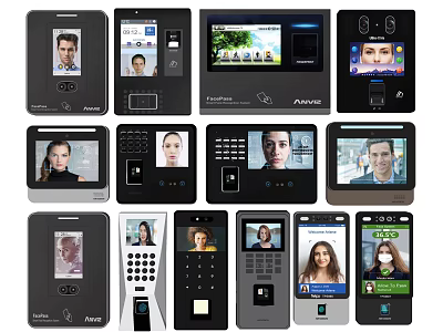 Advanced Commercial Access Control Equipment with Face Recognition Keypad and Touchscreen Terminals 3d model