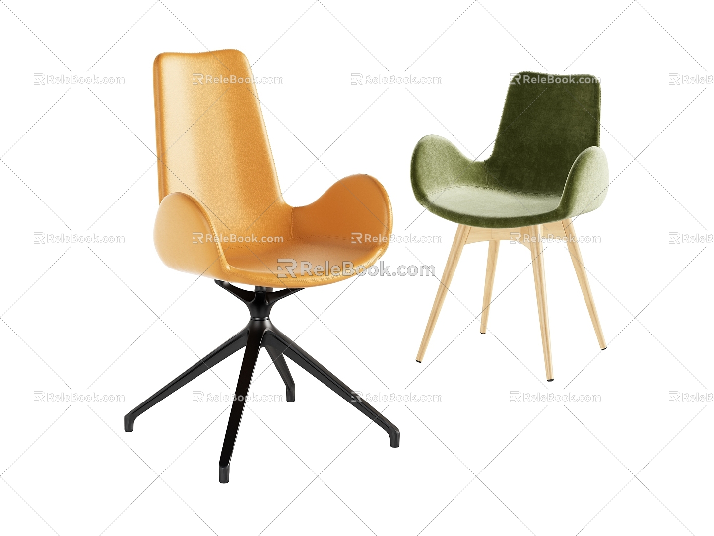 Simple and stylish atmospheric leather fabric dining chair combination 3d model