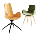 Simple and stylish atmospheric leather fabric dining chair combination 3d model