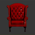 Red Leather Lazy Sofa with Tufted Design and Sturdy Wooden Legs