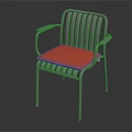 Modern Leisure Chair With Silver Metal Frame Armrests And Red Cushion