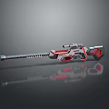Futuristic Sci Fi Weapon with Red and Silver Sleek Design and Scope 3d model