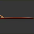 Stylish Red And Wooden Surfboard With Long Shape And Tail Fin For Daily Use