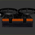 Intelligent Transport Drone With Four Propellers And Dark Orange Design Details