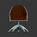 Red Padded Office Chair With Chrome Armrests And Swivel Metal Wheel Base