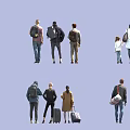 Diverse Group of People of Different Ages Carrying Backpacks and Luggage Walking Outdoors