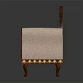 Traditional Armchair With Dark Wooden Frame Ornate Fabric And Golden Carved Accents On Armrests