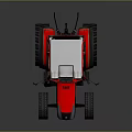 Modern Red And White Agricultural Tractor With Large Wheels And Cabin Design