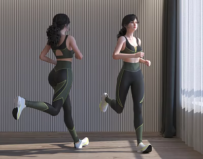 Modern woman beauty running 3d model Modern woman beauty running 3d model