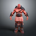 Muscular Game Movie Character With Bald Head Shoulder Armor And Angry Expression