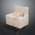 Modern Minimalist Marble Sink Furniture With Golden Faucet And Smooth Surface