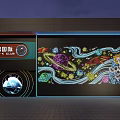 Space Themed Party Club Featuring Neon Murals And Nighttime Decor