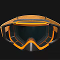 Orange And Black Ski Goggles With Tinted Lens And Adjustable Strap 3d model
