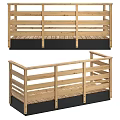 Wooden Platform Rail Design Featuring Horizontal Slats And Black Base Structure 3d model
