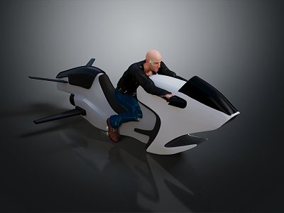 Modern Jet Motorcycle Sci-Fi Motorcycle Concept Motorcycle Flying Car 3d model