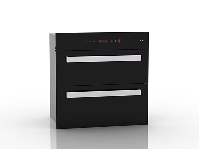 Black Double Drawer Kitchen Appliance With Modern Design And Stainless Steel Handles 3d model