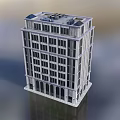 Modern Multi Storey Office Building Exterior With Large Windows Arched Base And Roof Details