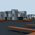 Contemporary Office Building With Glass Facade And Geometric Multi Block Structure 3d model