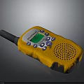 Yellow BAOFENG Handheld Walkie Talkie With Green Screen Blue Control Buttons And Antenna