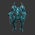Shiny Blue Mechanical Character Creature With Futuristic Sci-Fi Armor Design 3d model