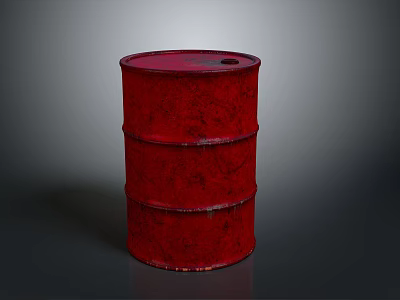 Red Industrial Oil Drum Storage Equipment With Cylindrical Design And Metallic Surface 3d model