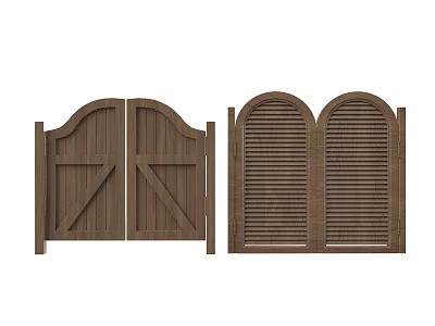 Two Wooden Exterior Gates With Panel And Louvered Design For Garden Use 3d model