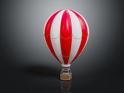 Fun Colorful Red And White Striped Hot Air Balloon Amusement Equipment With Basket 3d model