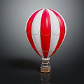 Fun Colorful Red And White Striped Hot Air Balloon Amusement Equipment With Basket