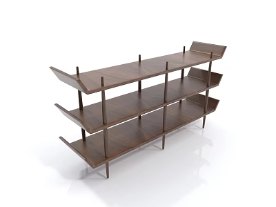 Dark Brown Wooden Shelving Unit With Multiple Open Tiers Simple Design 3d model
