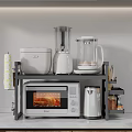Practical Dishware Set With Microwave Blender Storage Jars And Knife Holder On Kitchen Shelf