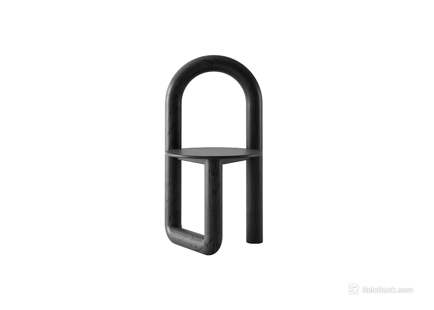 Black Minimalist Single Chair With Curved Frame And Modern Design 3d model 