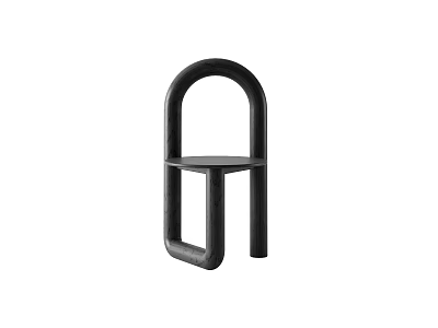 Black Minimalist Single Chair With Curved Frame And Modern Design 3d model
