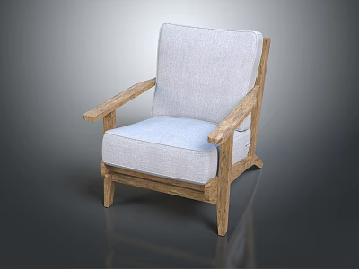 Single Sofa With Wooden Frame And Light Gray Upholstered Seat Backrest 3d model