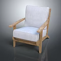 Single Sofa With Wooden Frame And Light Gray Upholstered Seat Backrest 3d model