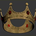 Elegant Golden Crown Headwear with Red Gemstones and Intricate Carvings
