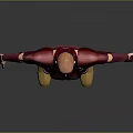 3D Warrior Character Model In Red Purple Armor With Golden Boots And Shoulder Pads