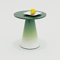 Modern Round Coffee Table With Green Gradient Base And White Plate With Yellow Lemon 3d model