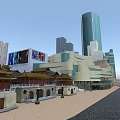 Modern Urban Building Complex With High Rise Towers Green Spaces And Roads