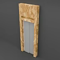 Elegant Modern Elevator Interior With Silver Doors And Brown Textured Frame 3d model