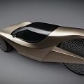 Futuristic Champagne Gold Concept Car With Sleek Aerodynamic Design And Unique Wheels